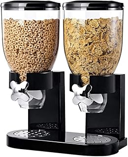 Dual Cereal Dispensers 2L Capacity Each, Storage Countertop Cereal Containers, Dry Food Dispenser with Dual Control, for Nuts Rice Granola