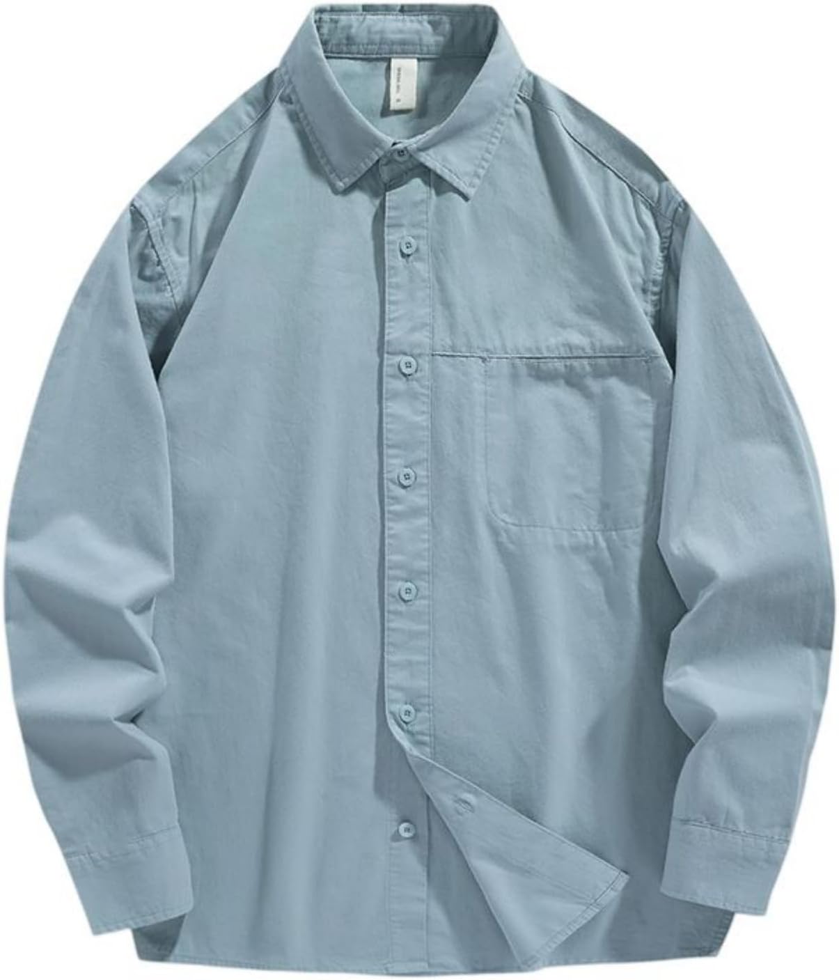 Men's Cotton Japanese Style Long Sleeve Shirt Collared Relaxed Fit Wrinkle Resistant Breathable
