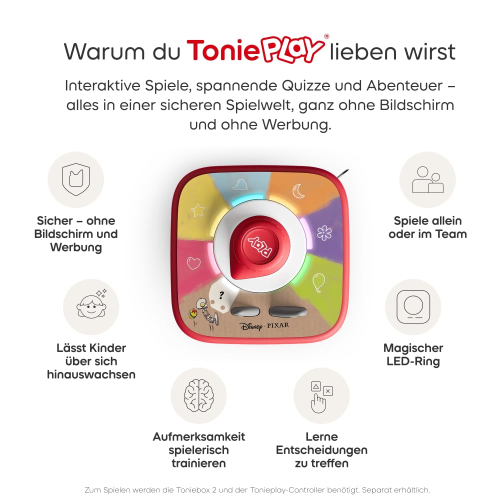 tonies Tonieplay dla Toniebox, Disney Pixar: wyszukiwanie scen – magiczne momenty filmowe (Tonieplay Game M), interaktywna gra wyszukiwania dla dzieci od 5 lat, czas odtwarzania ok. 150 minut