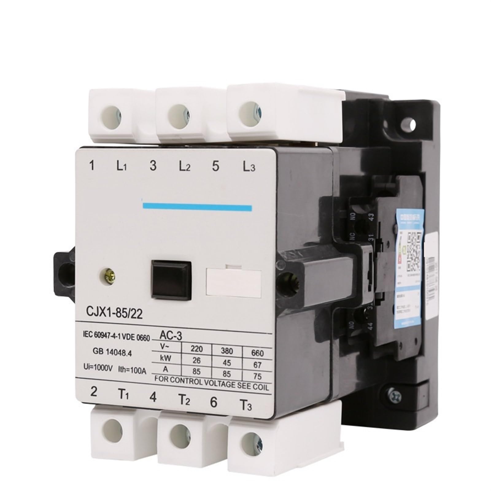 Contacteur triphasé CJX1-85/22 relais de commande alternatif 110V AC - 5