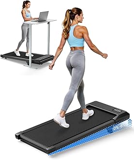 DeerRun Under Desk Walking Pad Treadmill with 6% Manual Incline, 0.6-3.8 MPH Walking Speed, 2.5 HP, 300 lb Capacity, App & Remote Control, for Home Office & Small Spaces