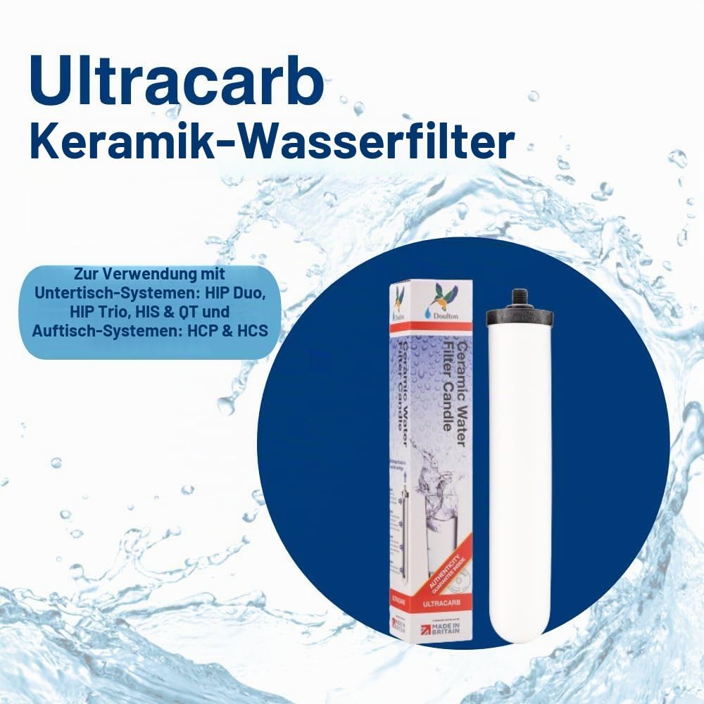Doulton 10" UltraCarb | 1er-Pack | Authentischer Keramik-Kerzenfilter| Passend für alle 1/4“-BSP-Anschlüsse | NSF-zertifiziert | Reduziert Verunreinigungen | Verbessert Geschmack und Geruch | 9501