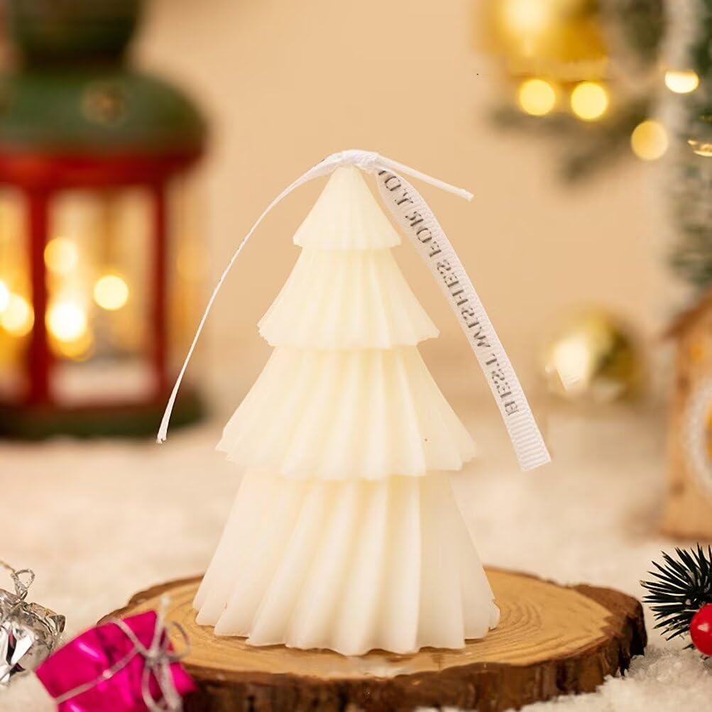 2 Pcs Christmas Candles Spiral Christmas Tree Shaped Candles Wax Scented Candles for Home Table Christmas Party Holiday New Year Decor