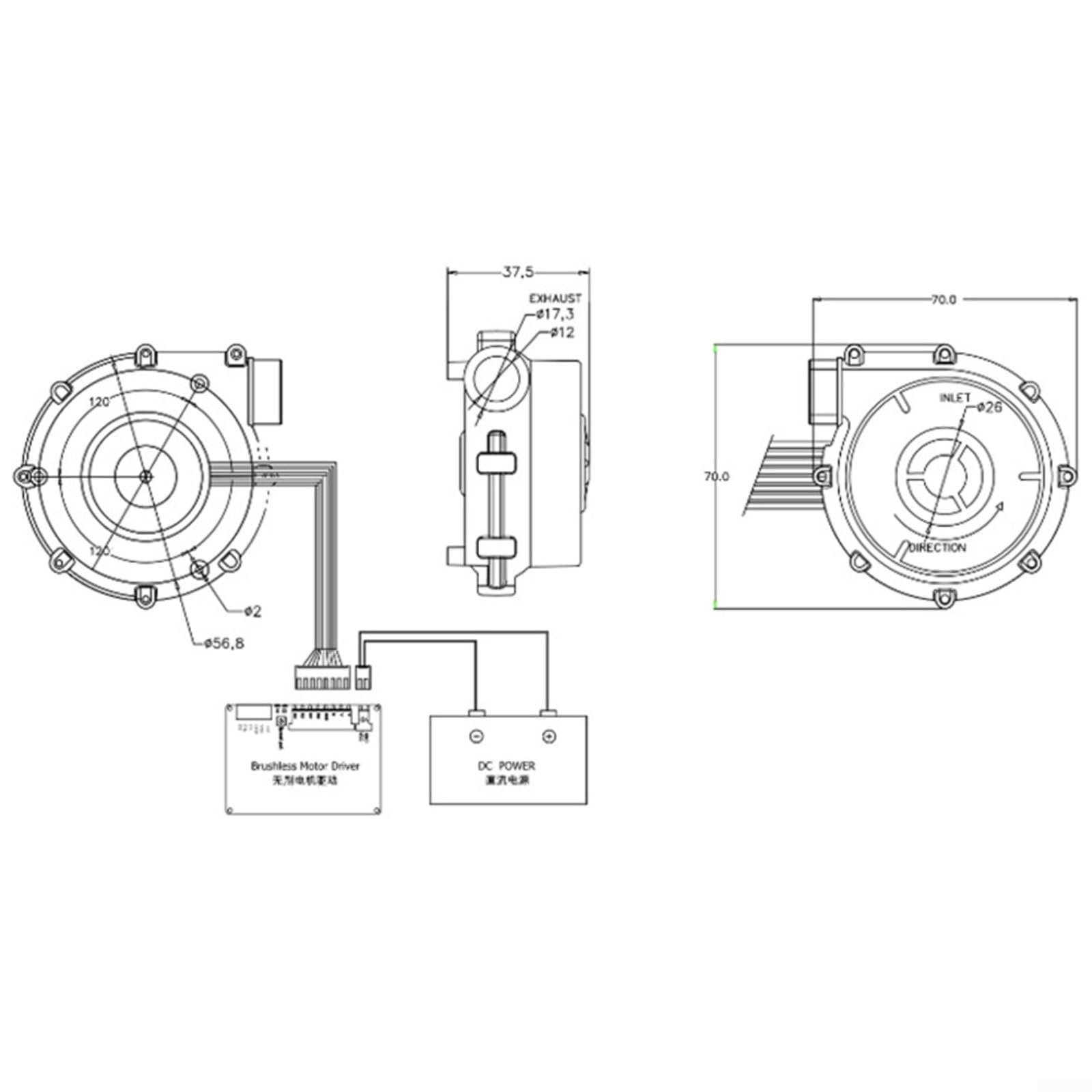 Souffleur centrifuge WS7040 12 V 24 V Petite pression DC Brushless Centrifuge Blower