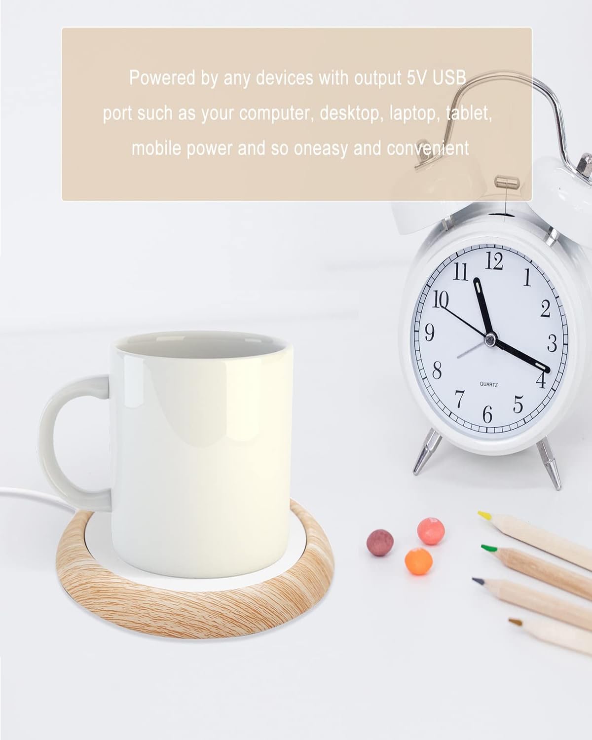 MYMULIKE Riscaldatore per tazze da caffè - Scaldacazze, con USB, per tè, acqua, latte per scrivania, scalda tazze da caffè da scrivania casa, ufficio