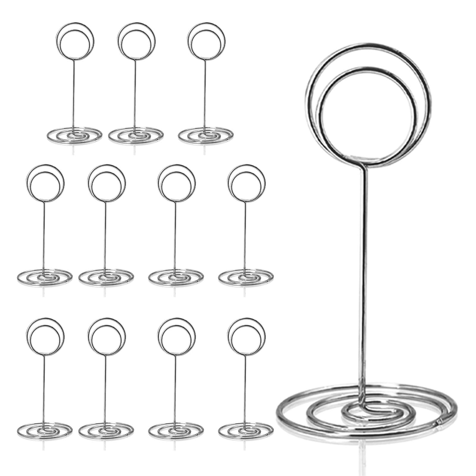 Yeqqzq 12 Pcs Table Number Holders, 22cm/8.66inch Place Card Holder Tall Table Number Stands for Tables, Place Card Holder for Wedding Party Graduation Reception Restaurant Decorations (Silver)