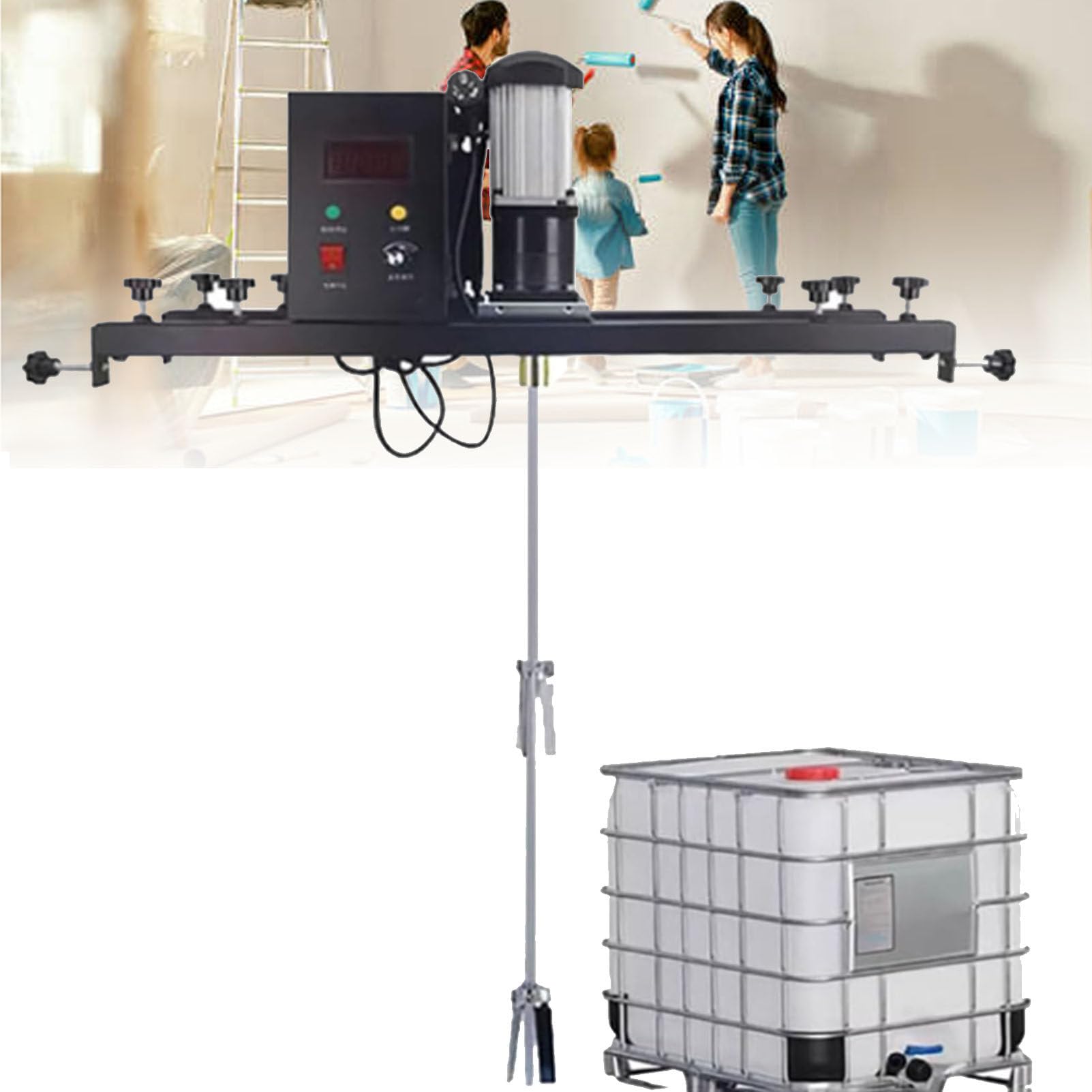 Máquina mezcladora de tanque de velocidad ajustable, agitador comercial para disolución de pintura y tinta, construcción de acero inoxidable con soporte de clip, ideal para aplicaciones de mezcla