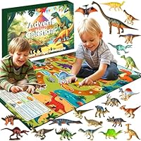 SenZjx Advent calendar 2025 Kids, Dinosaur toddler advent calendar Gift, Christmas Surprise 24 Unique Dinosaurs with Educational Facts - Family Dice Game with Escape Map