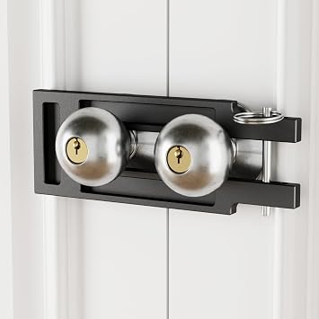 Double Door French Door Locks, Adjustable Childproof French Door Security,Easy Adjustable French Door Locks,Lock Picking,Black