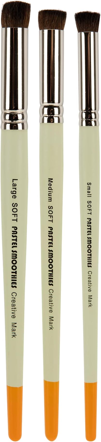 Creative Mark Pastel Smoothies - Paintbrush for Pastel Blending Bristle & Nylon Hair for Blending on Rough Surfaces Short Handle Lacquered Wood Handles - [Soft | Set of 3] White