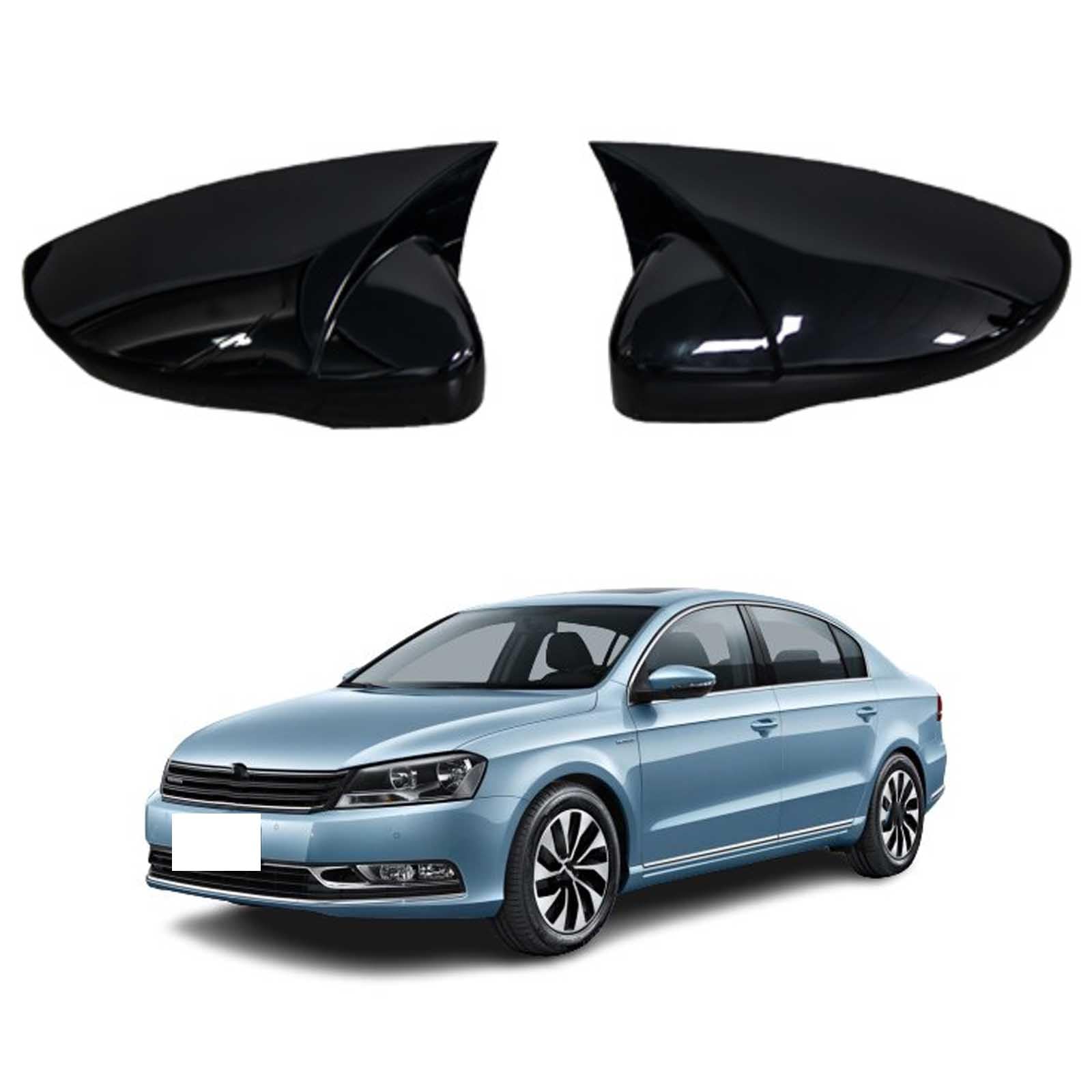 PAPEP Door Mirror Cover Caps for Volkswagen Magotan 2011-2016, Left Right Side Wing Rearview Mirror Cover Lid 2 Pieces Exterior Styling Accessory,Glossy black