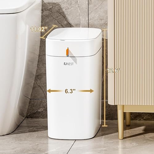 Miniatura 5 de funest Bote de basura inteligente para baño con tapa, cubo de basura recargable con sensor de movimiento de 3.5 galones, cubo de basura automático