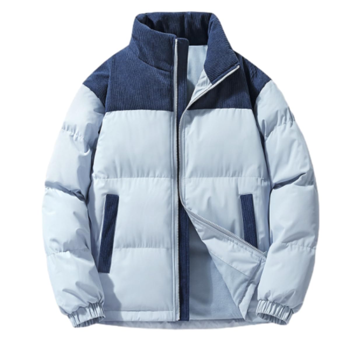NITRY Men Long Sleeve Jacket Men Thickening Comfortable Warm Cotton Jacket Lightweight Fashion Men Casual Cold Jacket Classic Trend Men All-Match Outdoor Jacket