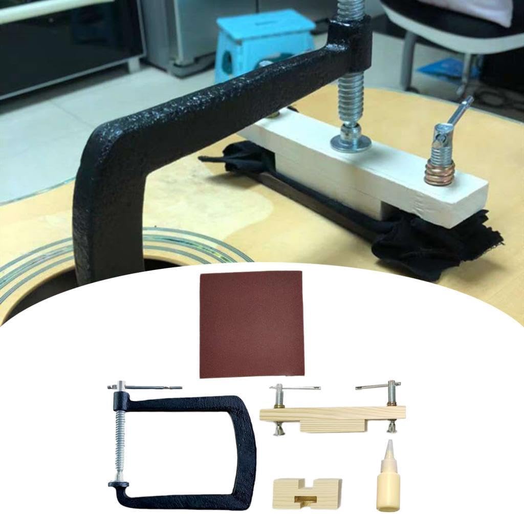DYNWAVE Classical Guitar Bridge Clamp, Bridges Repair Tool, Fixture Clip Guitar Maintenance Clamp, Wooden Guitar Bridge Clamp Guitar Accessory for Luthier, with Fixture Glue Sandpaper