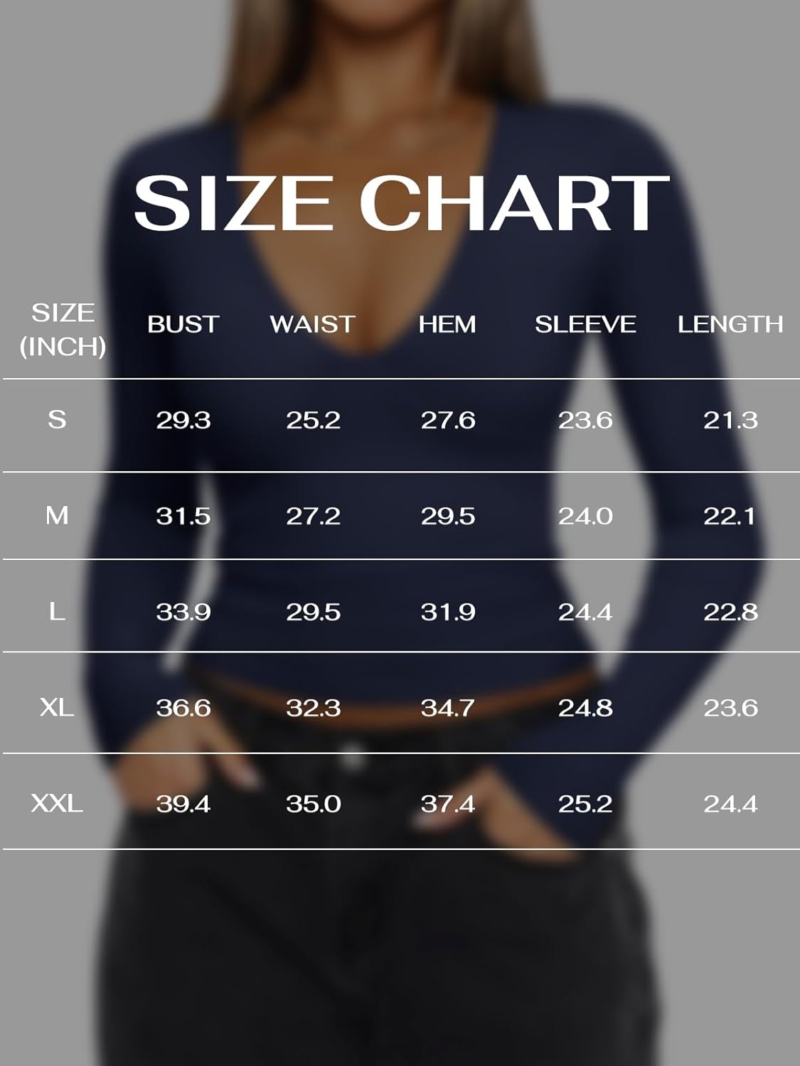 REORIA Women's Sexy Plunge Deep V Neck Long Sleeve Basic T Shirts Trendy Slim Fit Lightweight Y2K Going Out Crop Tops - Image 6
