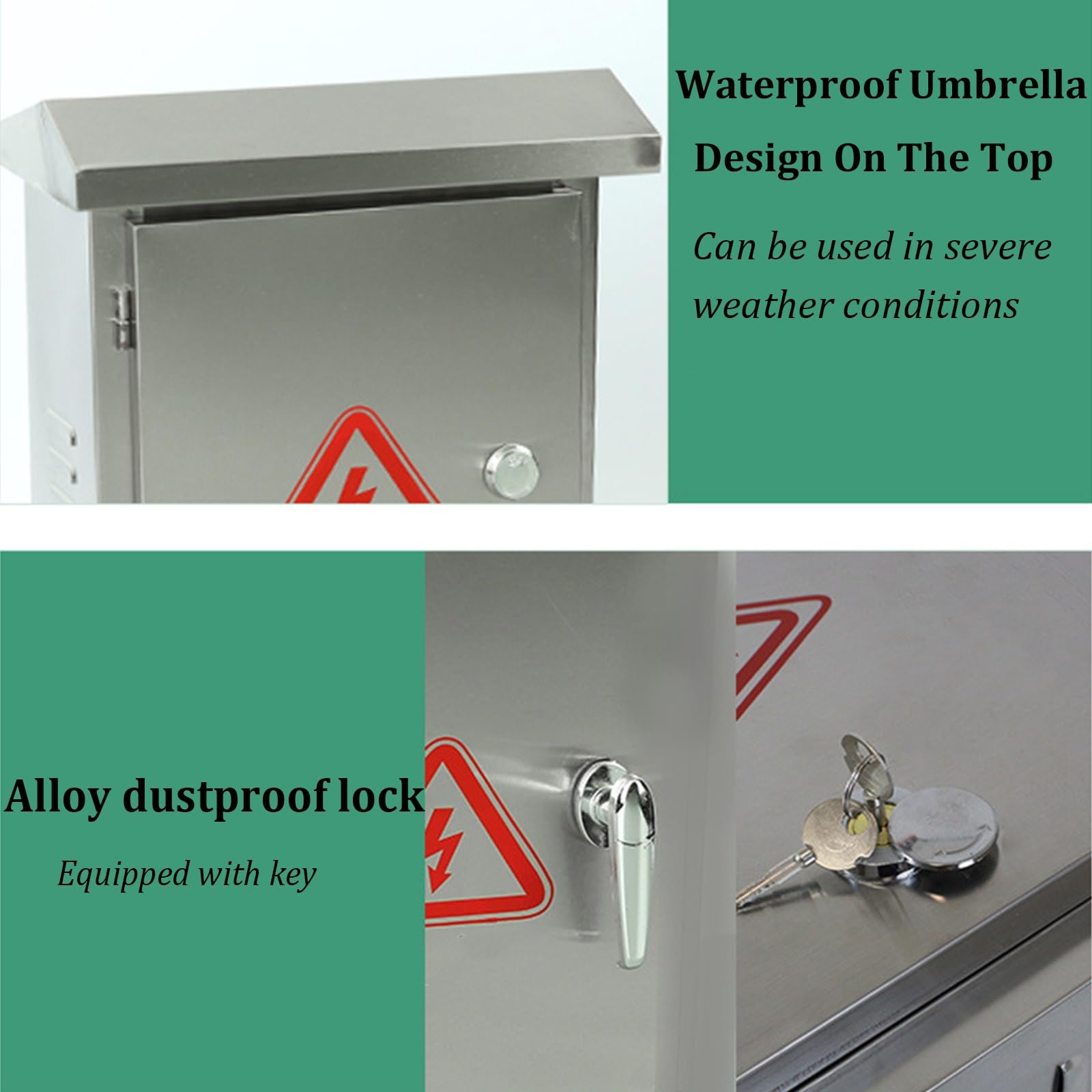 XBTGS Caja eléctrica de acero inoxidable impermeable, armario de pared a prueba de polvo con cerradura reforzada y placa extraíble, 50 x 39,9 x 20 cm para seguridad, color: 50 x 39,9 x 20 cm