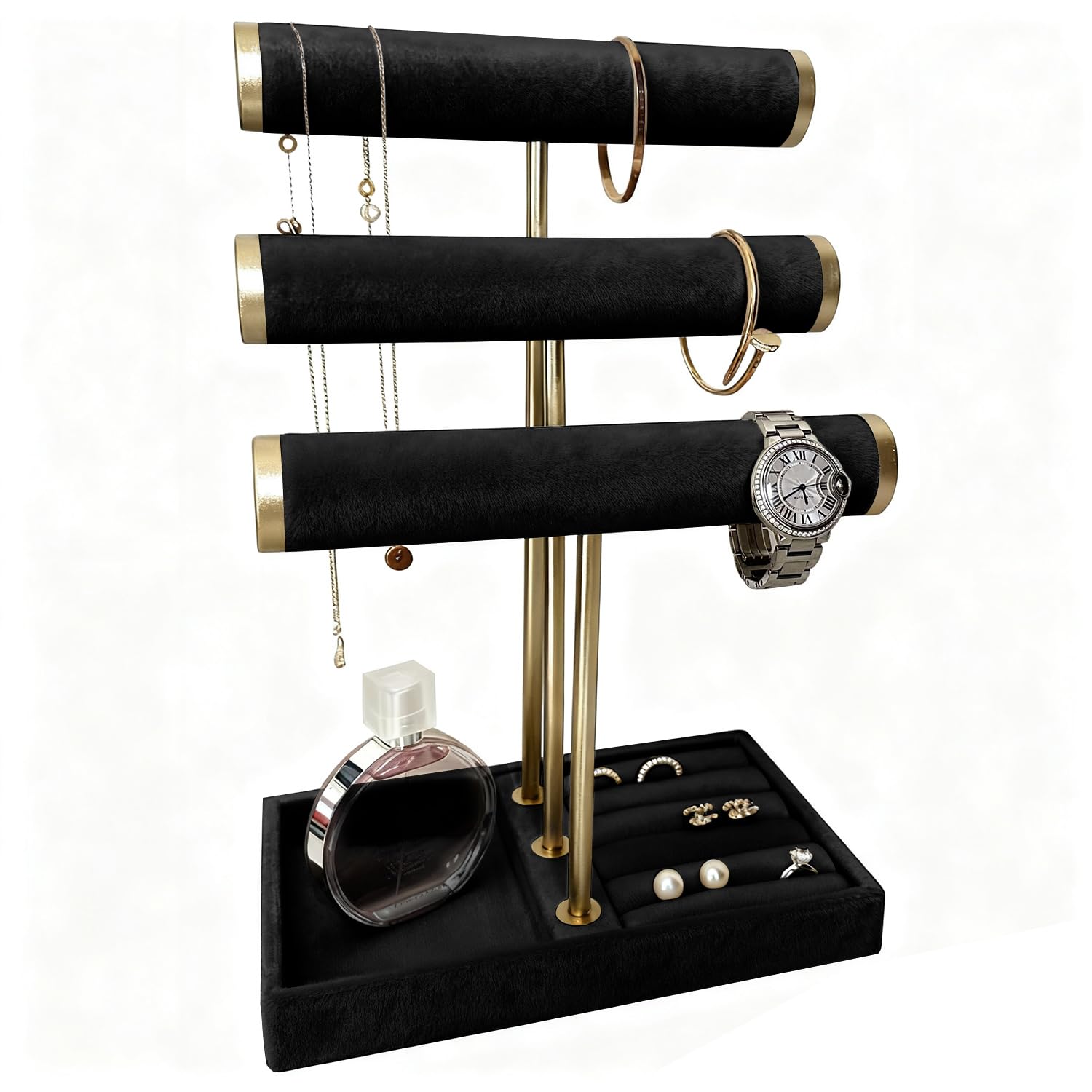 Granbest 3-Ebene Schmuck Organisator Stand, Abnehmbarer Samt