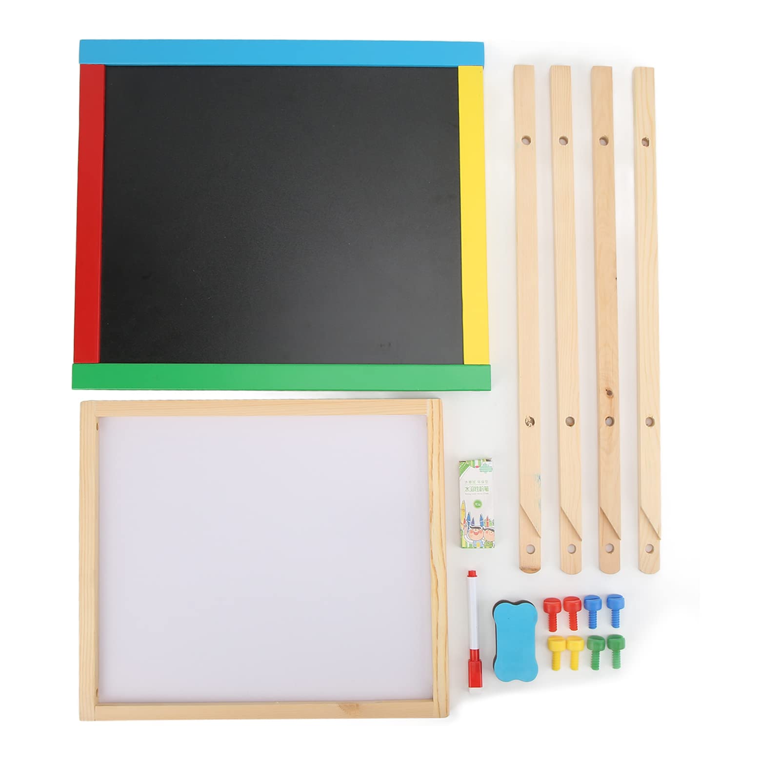 AMONIDA Tavolo da Disegno Multifunzionale in Legno a Doppia Faccia con Cavalletto Artistico per Giochi Creativi per Bambini Dai 3 Ai 12 Anni
