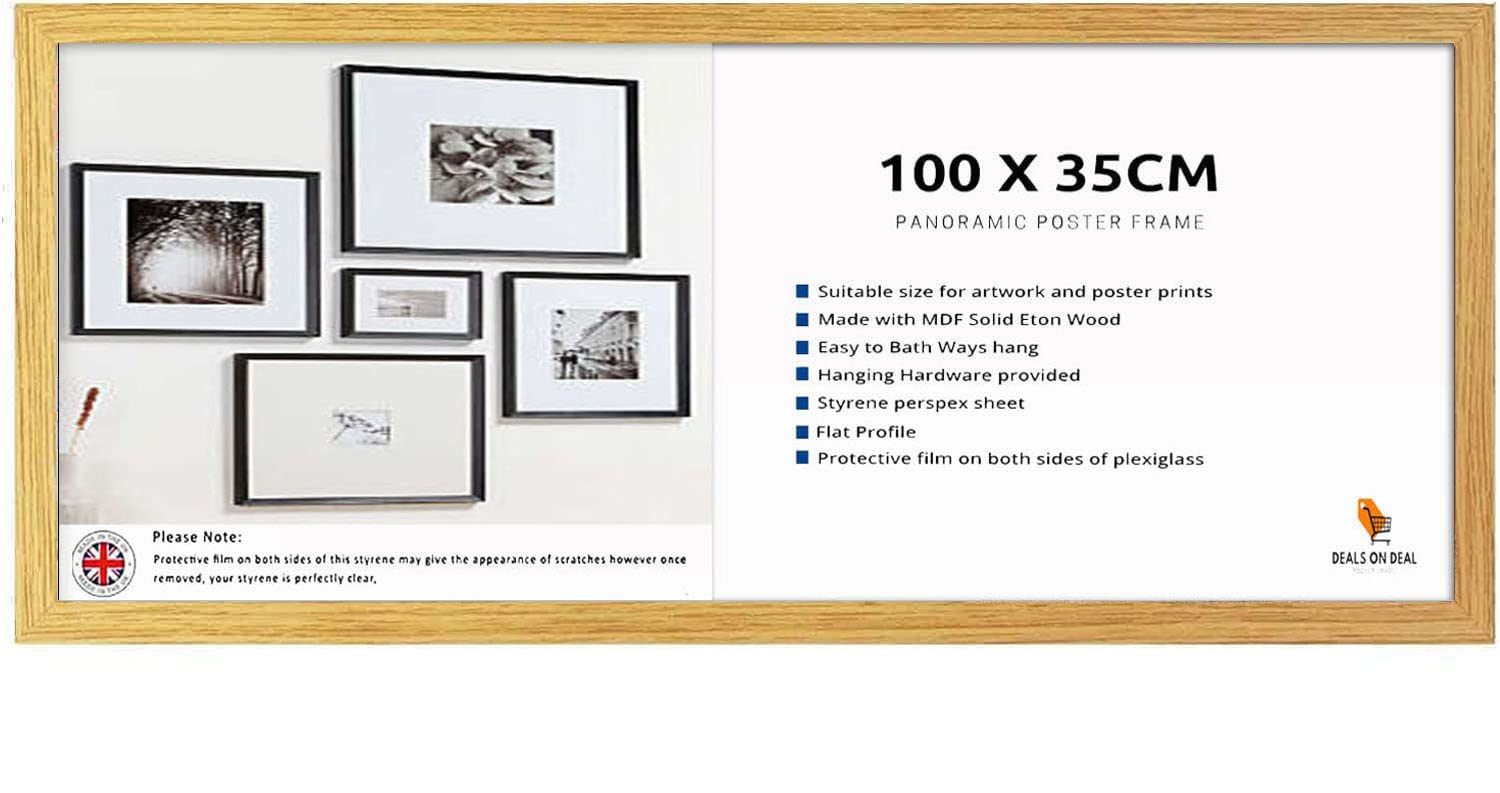 DEALS ON DEAL Panoramic Picture Frame 100cm x 35cm Picture Frames Photo Frames Poster Frame Portrait & Landscape Poster, Photo, Art or Print Frame Ideal for Home or Office Decor (Oak)