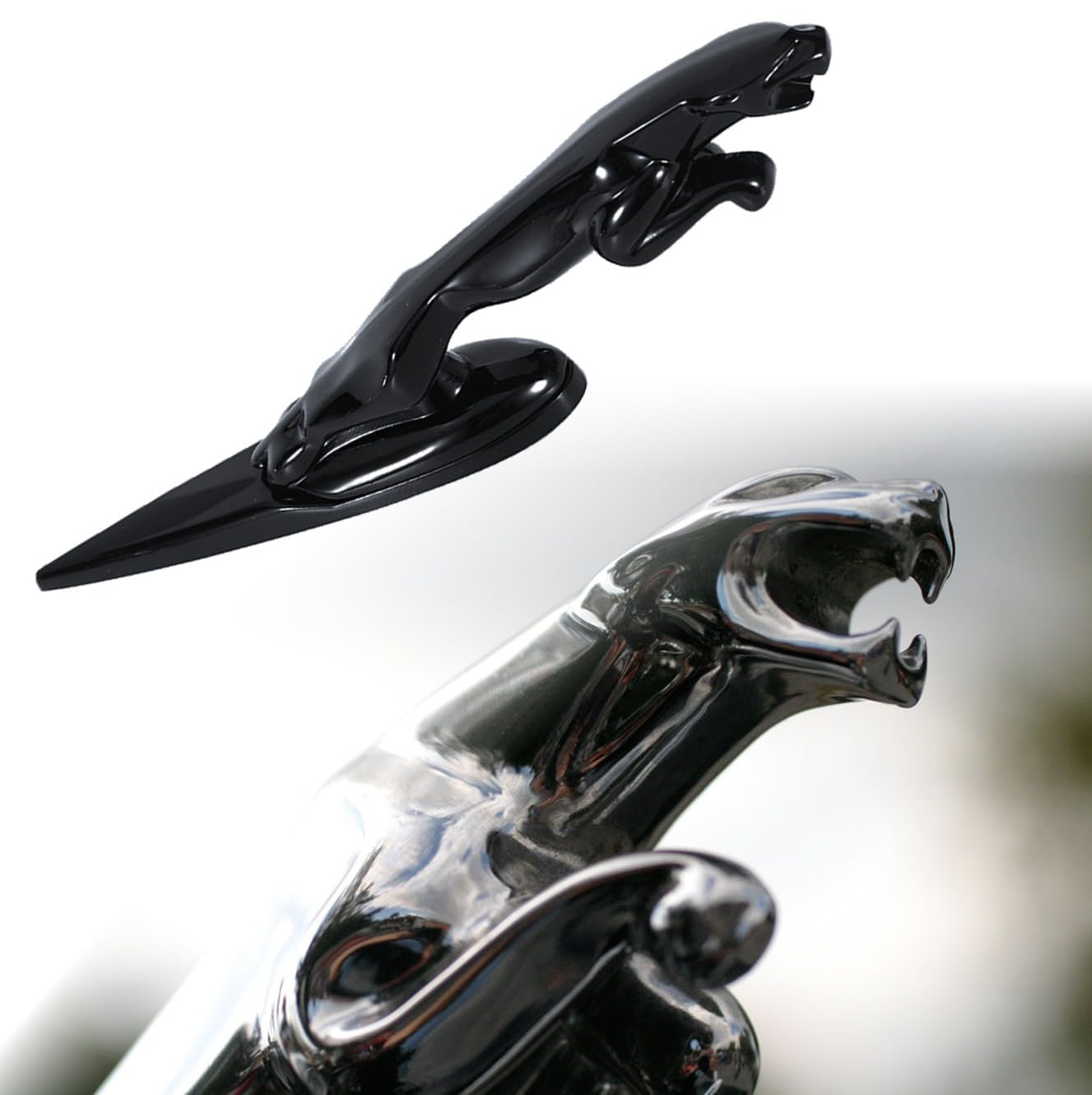 AULPEE Hood Emblem - Compatible with XE, XF, XJ,F-Type,F-Pace Accessories- 3D Classical Design - Hood Emblem in Chrome/Black Finish(Black)
