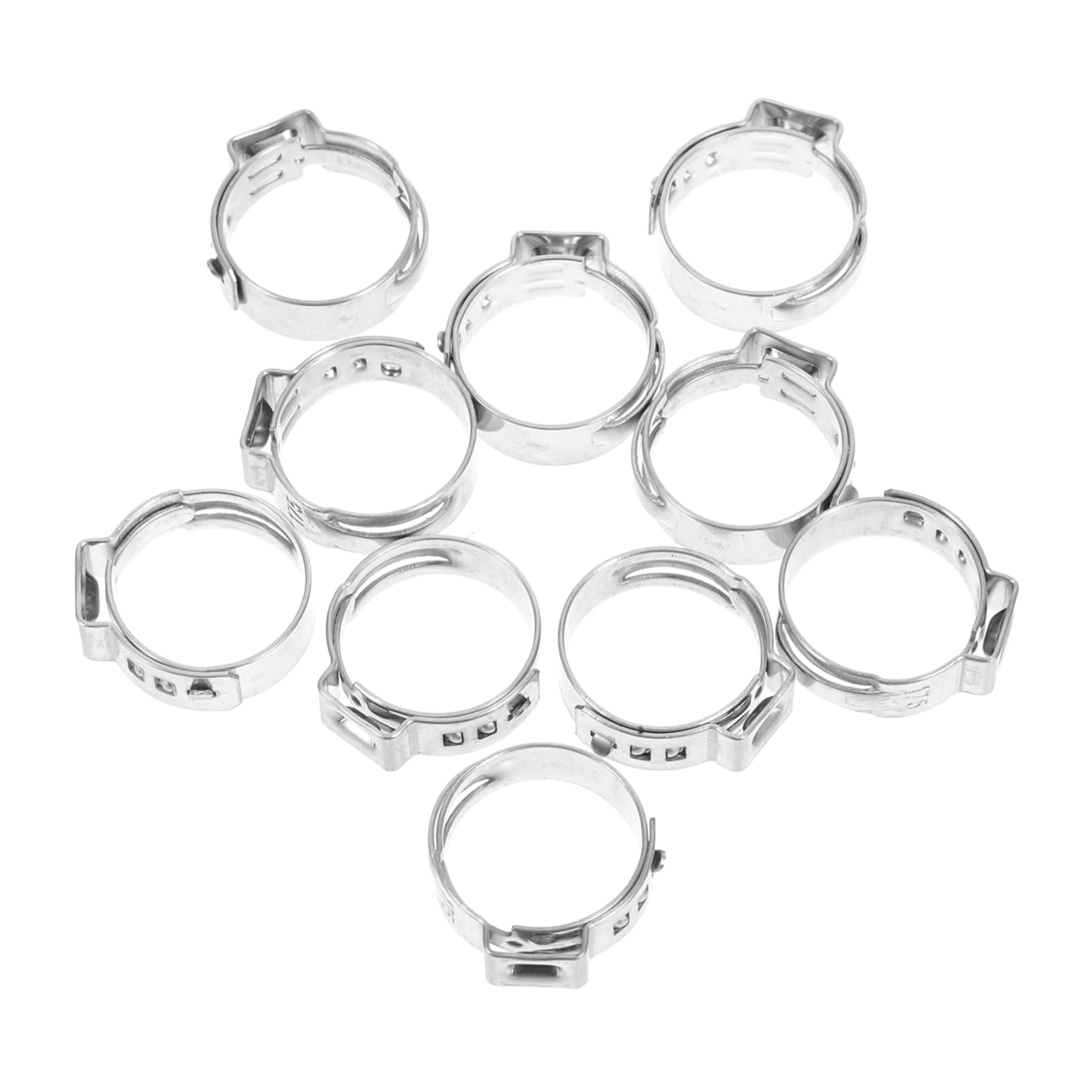 KICHOUSE 10PCS Stainless Steel Single Ear Hose Clamps 304 Crimp Hose Clamps for Pipe Fitting Connections Ideal for Tubing and PEX Size 15