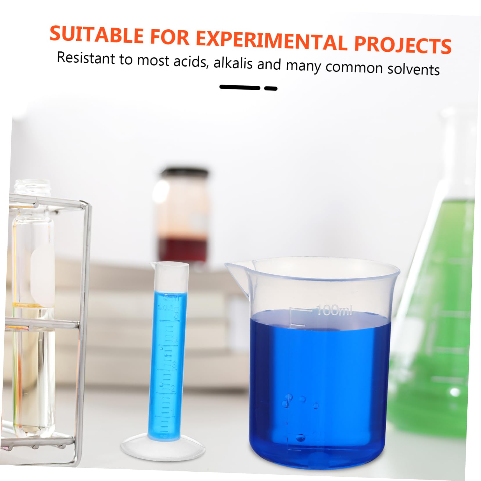 MAGICLULU 3 Set Becher e Cilindri Graduati con Pipette per Tubetti per Laboratori e Cucine Resistente Ad Acidi e Capacità e Facile Controllo delle Quantità
