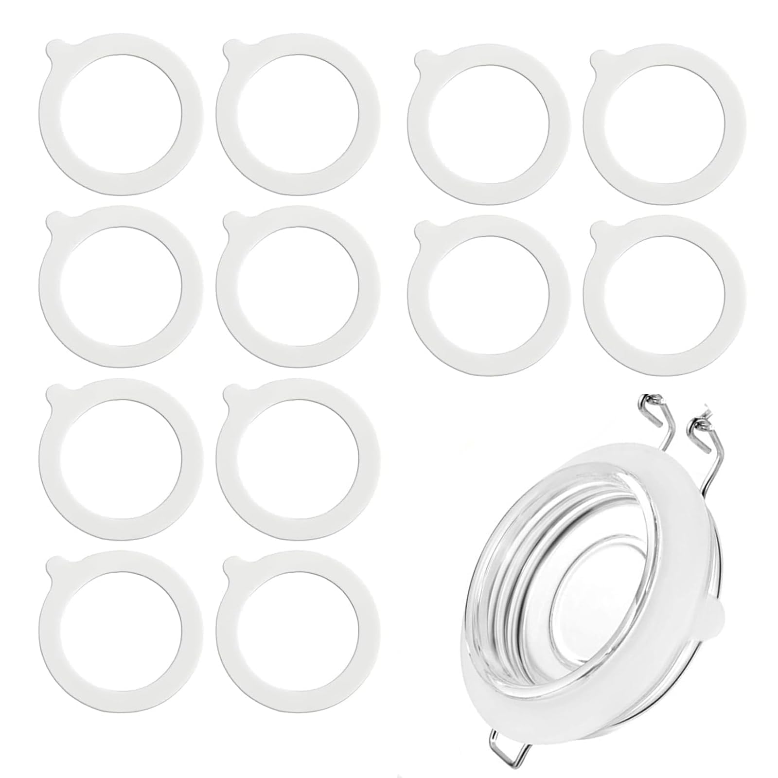 Azidwjn White 12 Pcs Rubber Jar Seals Replacemen Standard Airtight Seals Rings For Mason Jar Gaskets Canning Pantry Storage And Food Preservation (70Mm X 95Mm)