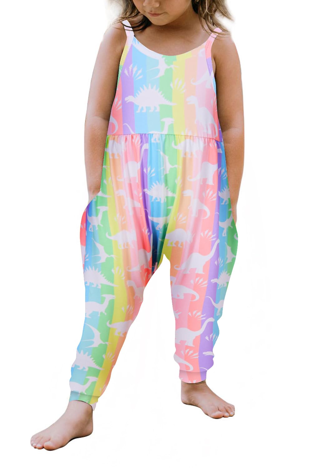 Vieille Baby Toddler Girl Cute Strap Jumpsuit One-piece Romper with Pockets 1-8 Years