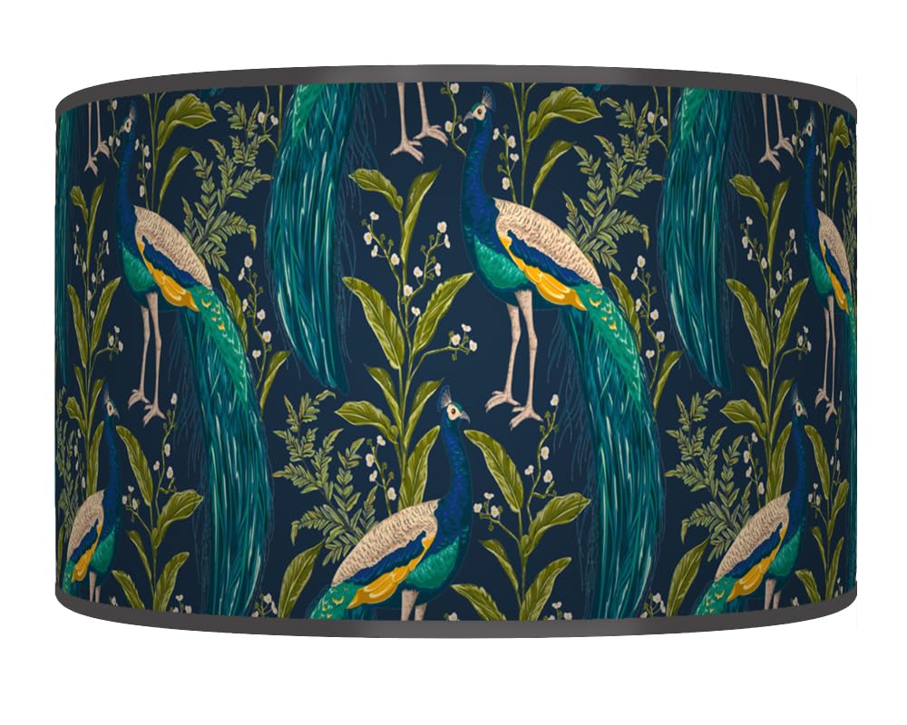 New Peacock Lampshade Teal Blue Turquoise Navy Ceiling Light Drum Lamp Shade Floor Table or Ceiling Pendant Light Shade dz240 (40cm(16")