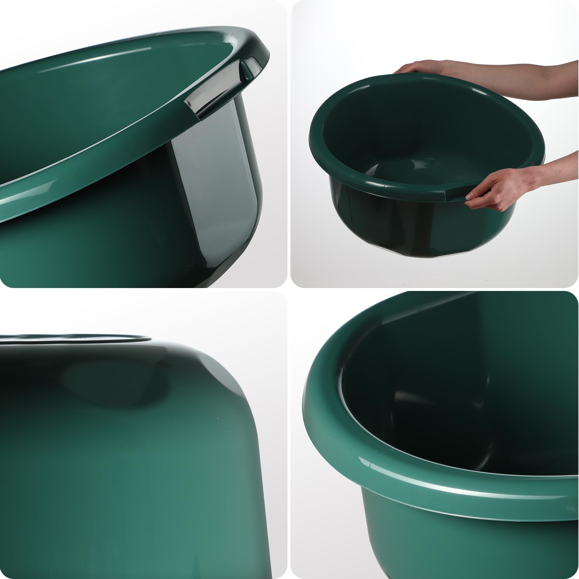 Bassine Plastique 11L Anthracite KADAX - Ronde Avec Poignées, Pour Lavage Main, Vaisselle, Jardinage