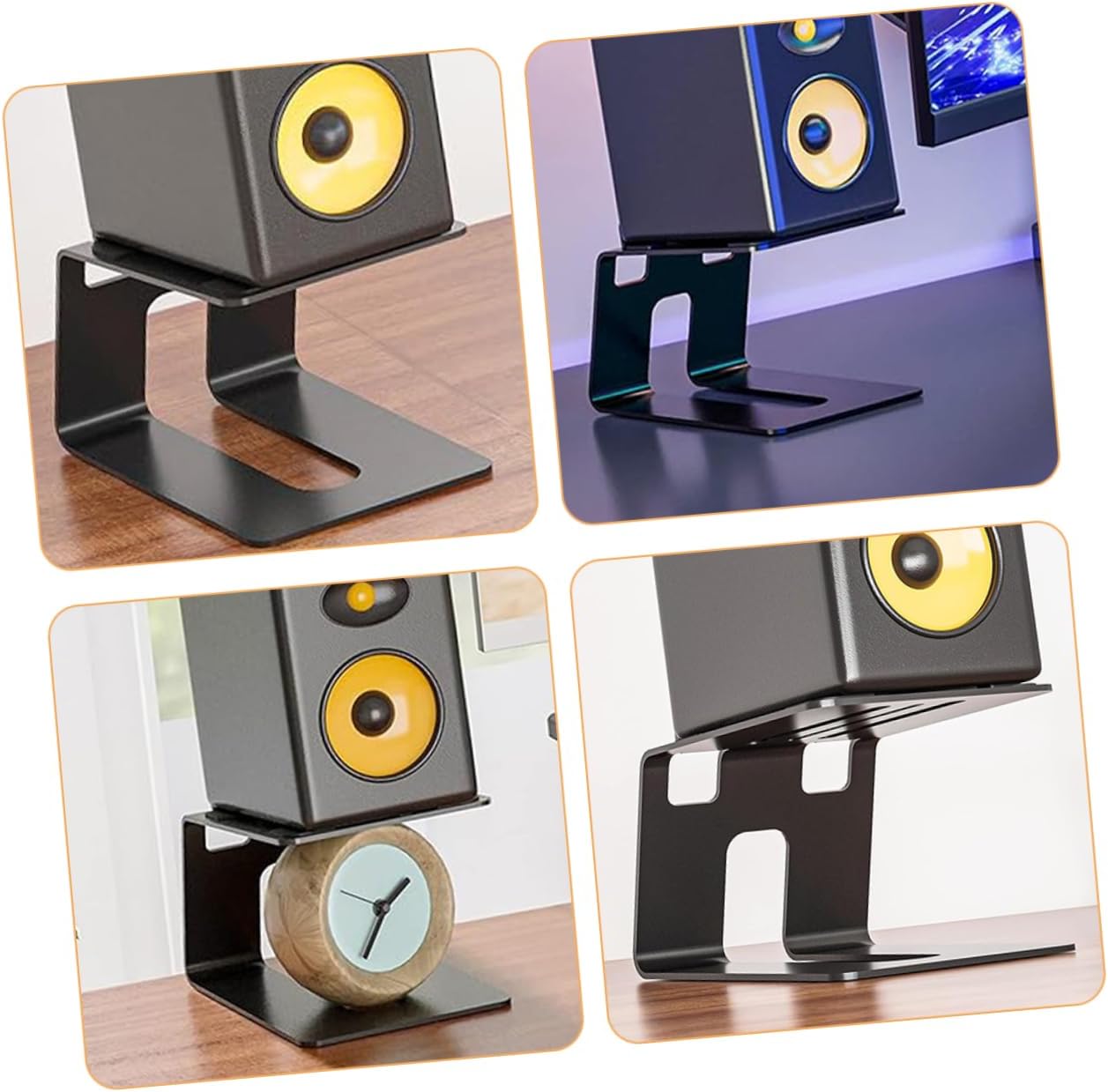 Metal Speaker Stand Riser for Desktop Speakers Sturdy Design Elevates for Better Sound Quality Space-Saving Audio Stand for Home Office