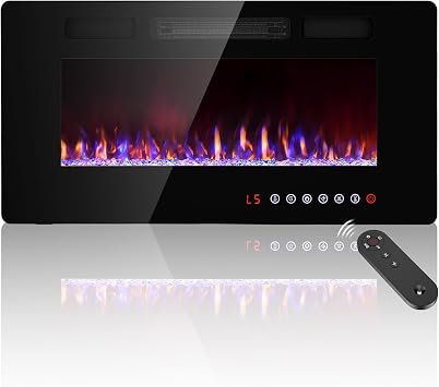 BREEZEHEAT 36 inch Electric Fireplace Inserts-Recessed Fireplace for TV Stand