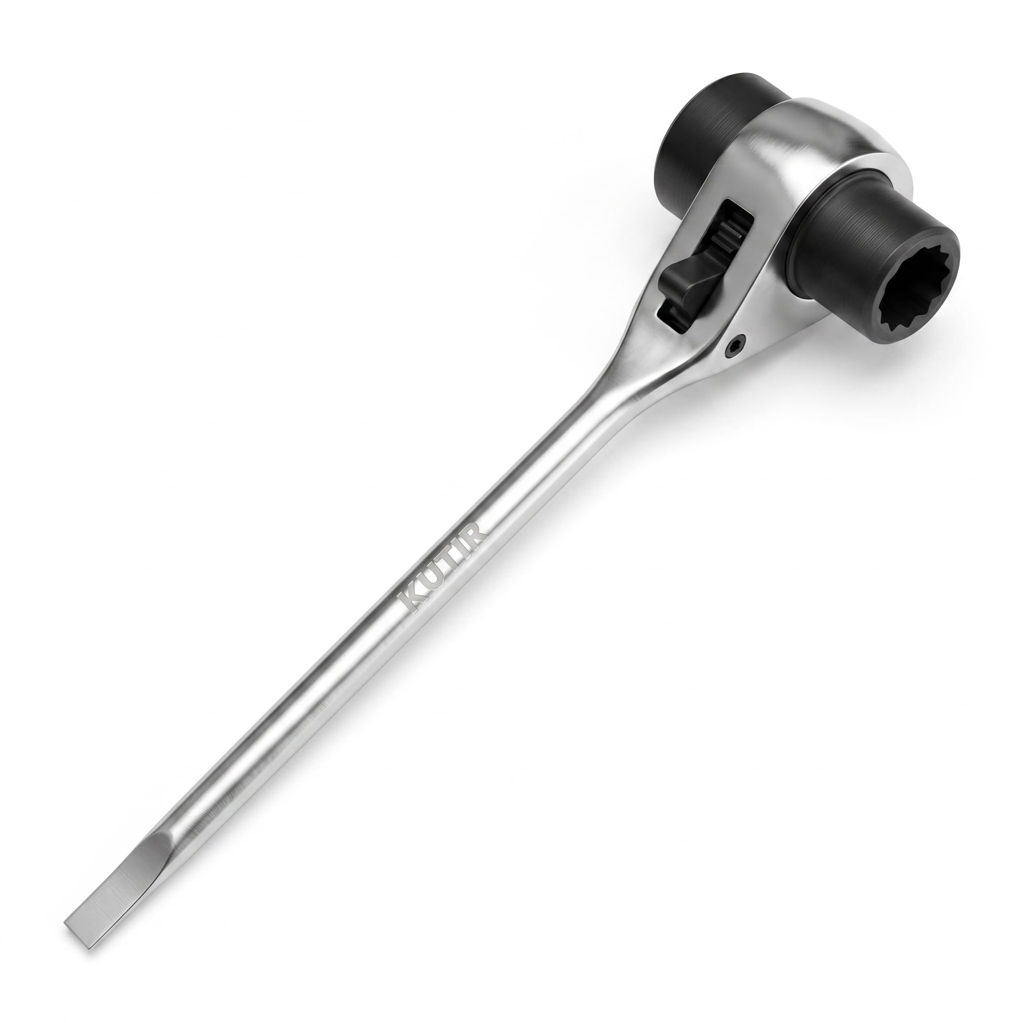 Ratcheting Chainsaw Scrench, 13mm & 19mm T-Wrench Spanner, Chrome Vanadium Steel Bar Nut & Spark Plug Tool with Flathead Screwdriver, Chainsaw Maintenance Wrench for Stihl Husqvarna Echo