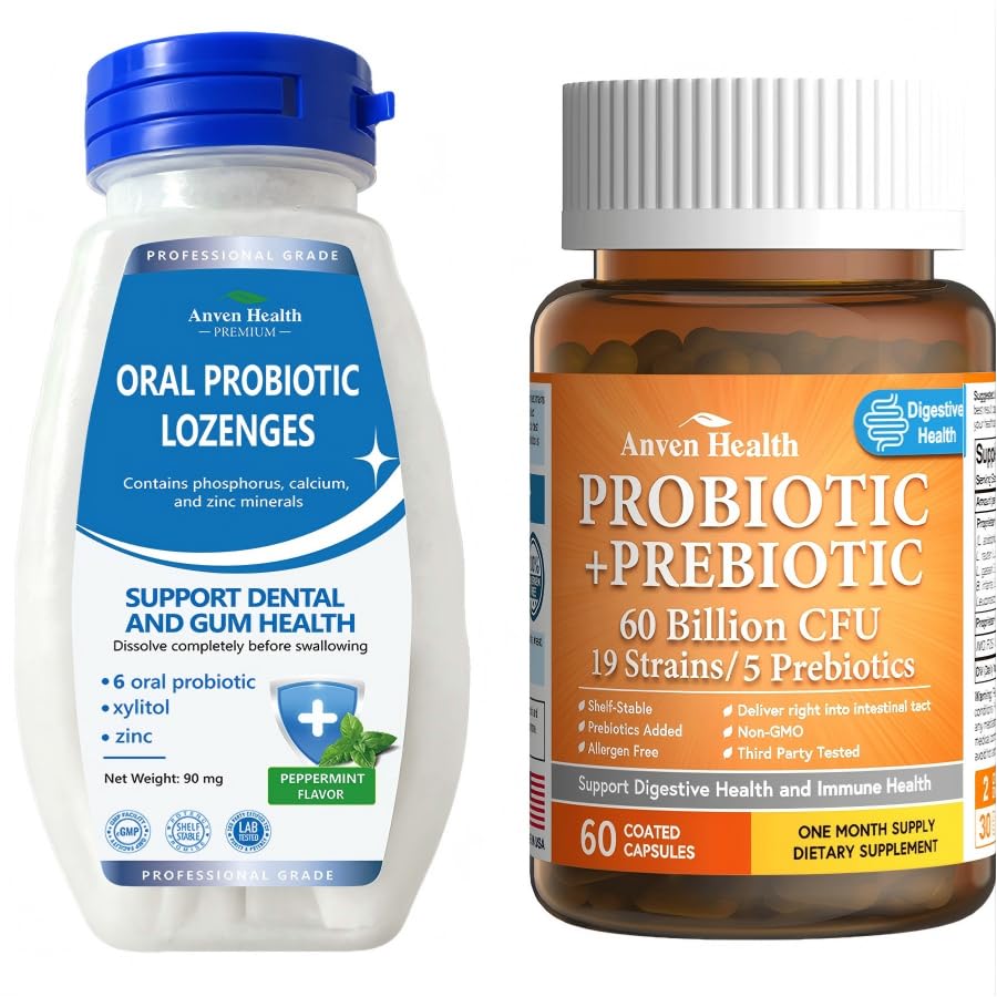 60 Billion Probiotic and Prebiotic for Women and Men Oral Probiotics Lozenges for Mouth Bad Breath &amp; Gum Repair