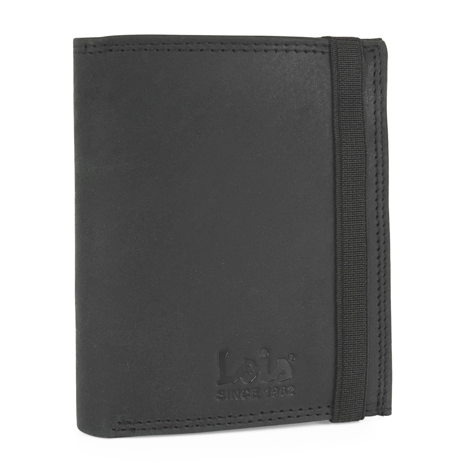 Lois - Wallets for Men, Leather Wallet with Coin Purse and Multiple Compartments, Wallets and Purses. Men's Wallet. RFID 206920, Black/White, Large
