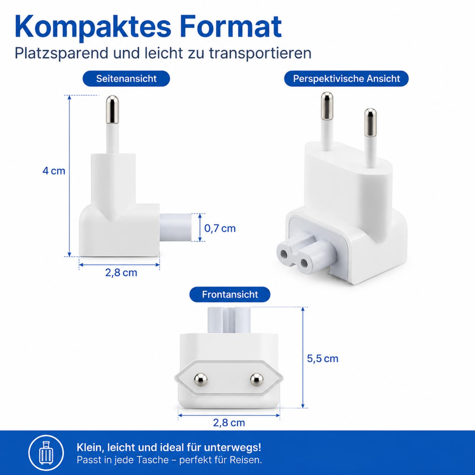 VIEVRE 2 sztuki adapter AC wtyczka europejska, wtyczka UE do zasilacza Apple wtyczka zamienna do MacBook, iPada, ładowarki, konwertera, złącze zastępcze