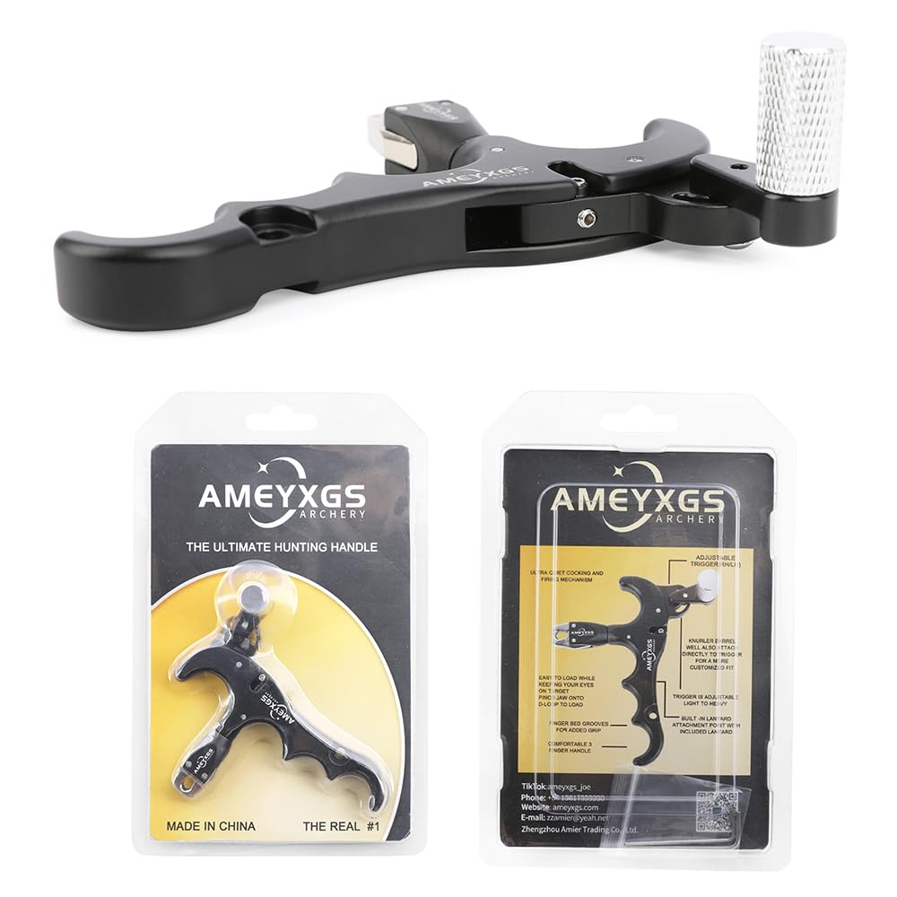 AMEYXGS Tiro con L'Arco Release Aid 4 Dita Ausili per Il Rilascio per Arco Compound e Corda D Loop Rilascio in Lega di Alluminio con Calibro Rotante a 360° RH/LH