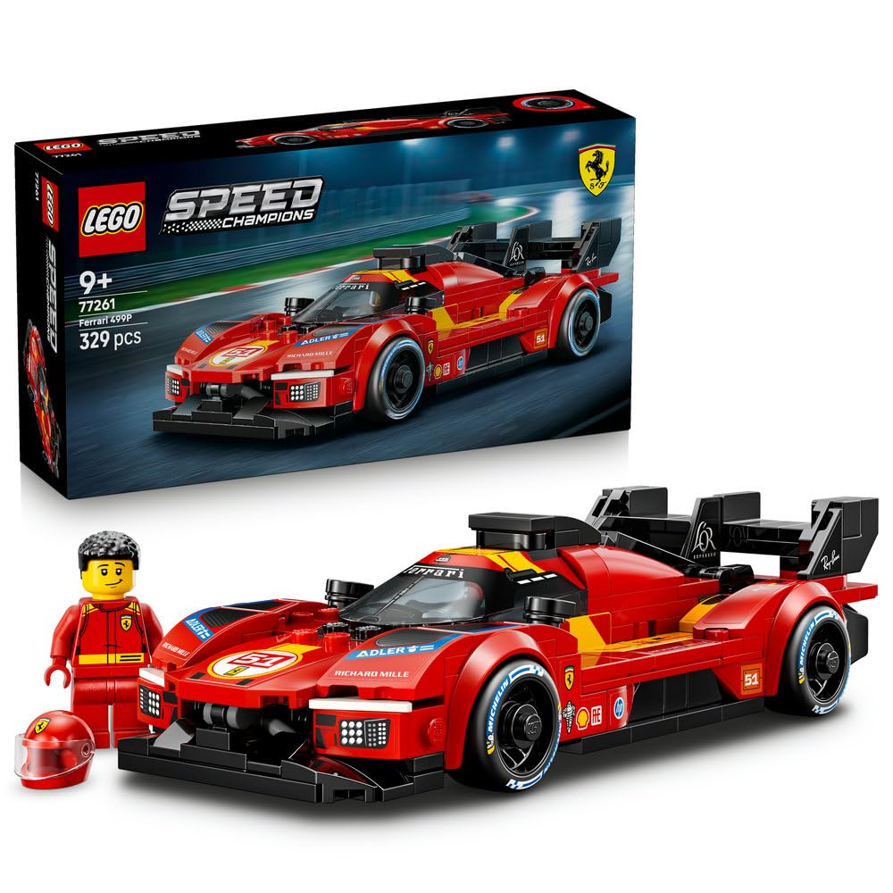 LEGO Speed Champions Ferrari 499P, zabawka konstrukcyjna dla chłopca lub dziewczynki, zestaw z zabawkowym samochodem dla dzieci, pomysł na prezent dla 9-latka 77261
