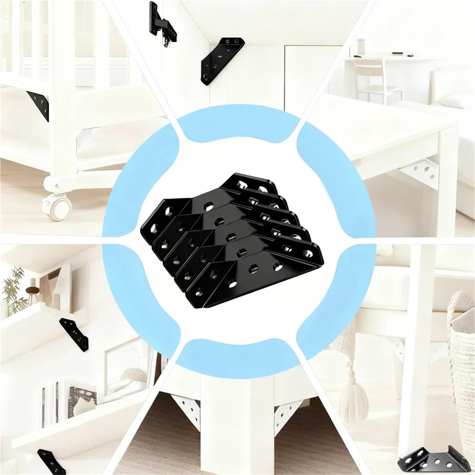 Staffe A L Angolari Metallo Staffe angolari in acciaio inossidabile 4/8/16 pezzi, connettore angolare for mobili for supporto for armadietti e scaffali, kit staffe angolari(Black 16pcs)