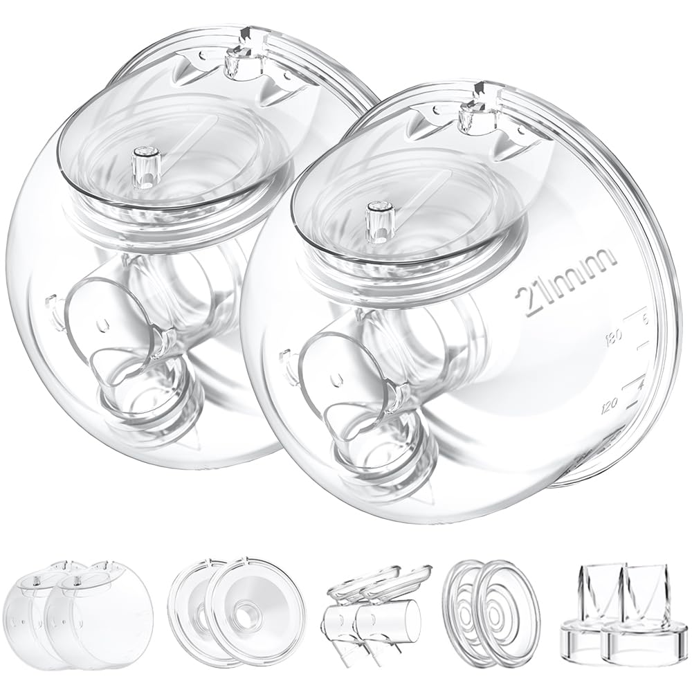 Two Full Milk Collector Cup Sets with 21mm Flange Compatible with Momcozy S12 Pro/S9 Pro Breast Pump, NOT for S9/S12, Replacement Pump Parts with