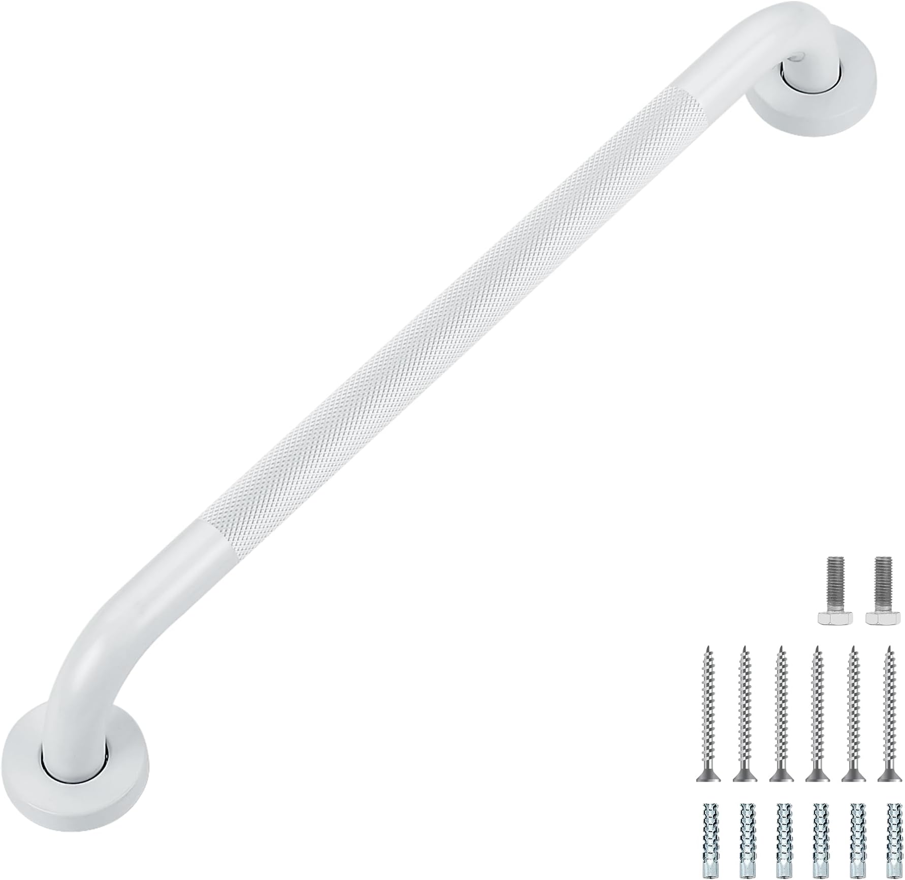 Grab Bars for Shower, 1 Pack 20-Inch Anti Slip Shower Handles for Elderly, Safety Shower Grab Bar, Stainless Steel Handicap Grab Bars for Bathroom (White 1" Diameter)