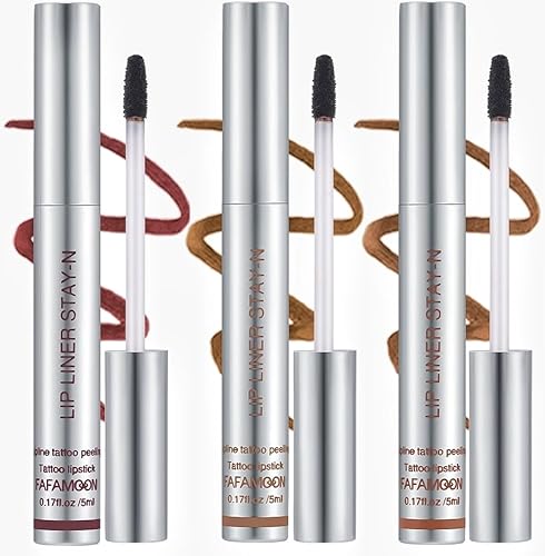 Tattoo Lipliner Set, 3 Stück, Peel-Off Langanhaltend, Wasserfest, Matte Finish, 