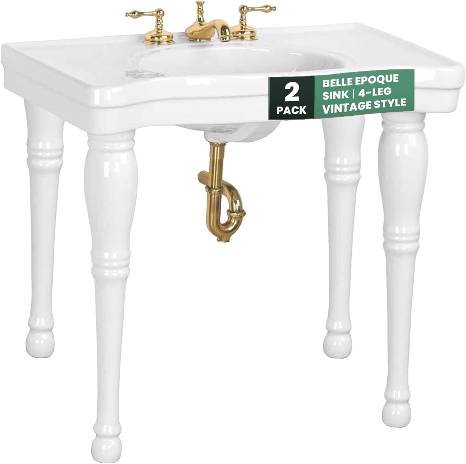 Renovators Supply Belle Epoque Console Sink - Vintage Bathroom Sink - B0DYF2TVTR