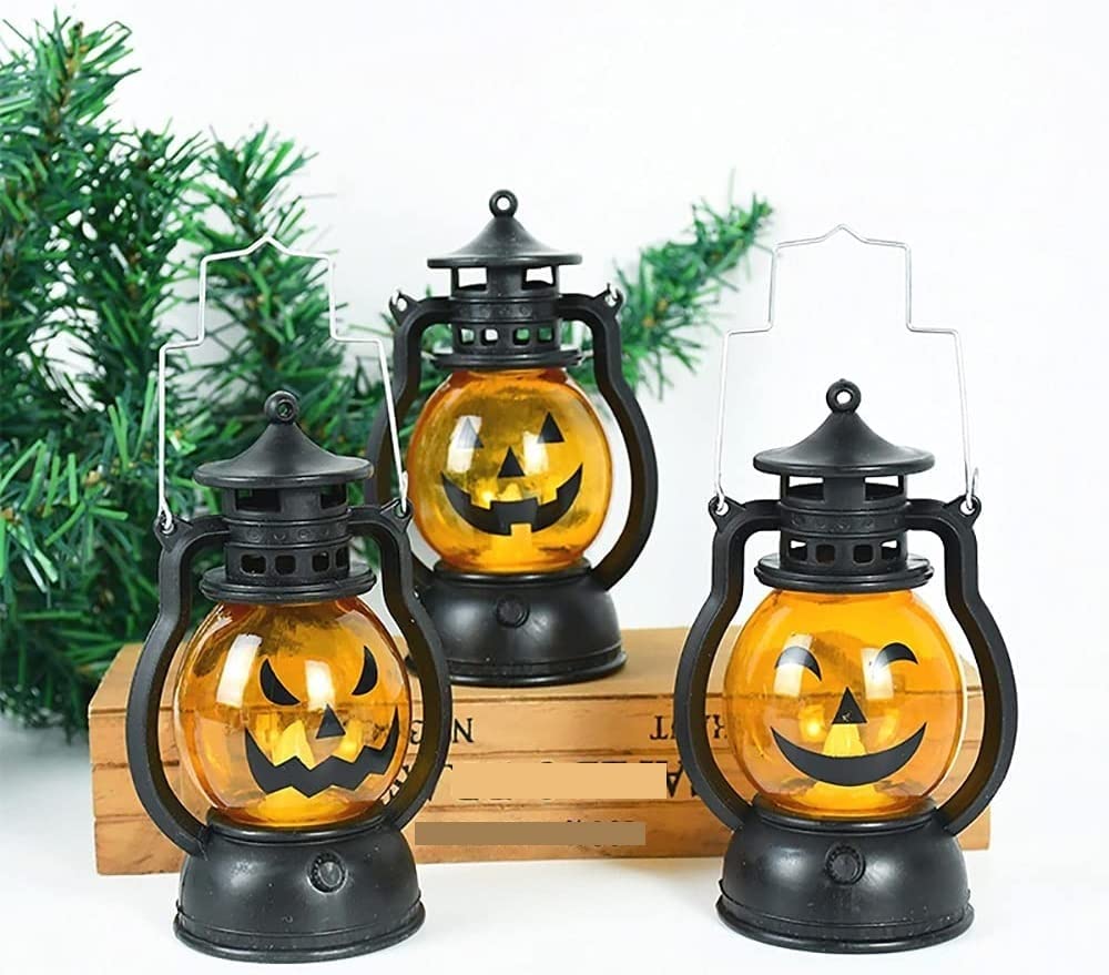 Latarnia na Halloween 3 Szt. Latarnia Dyniowa LED Na Halloween Zasilana Bateryjnie Z Dyni Przenośne Lampki Dekoracyjne Dekoracja na Halloween