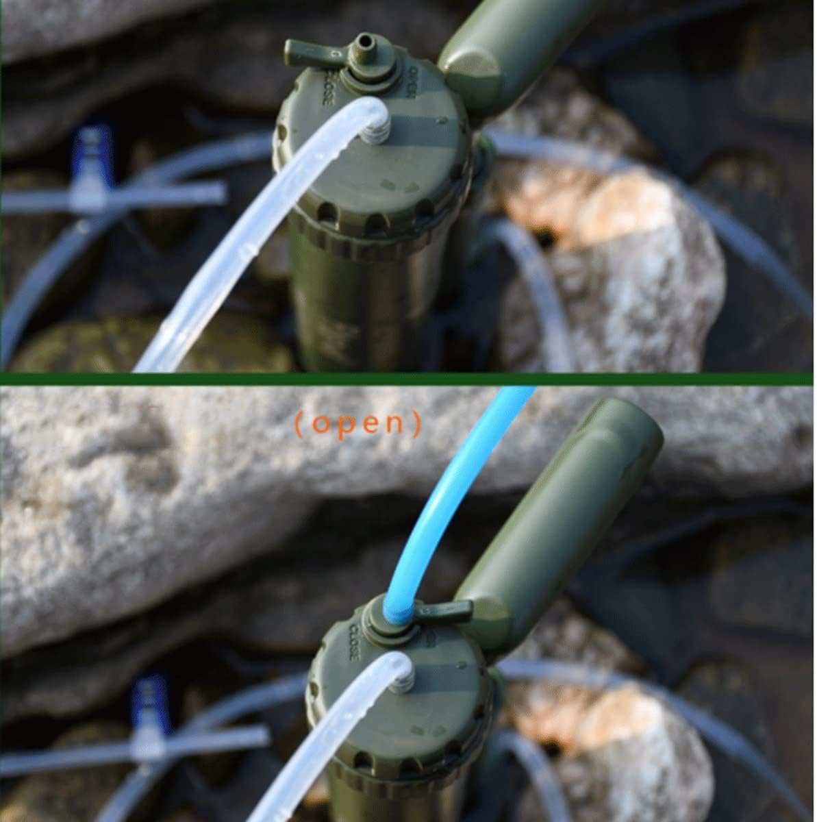 Portable Reverse Osmosis Water Filtration System 0.01 Micron Super-high Precision Water Purification Survival Gear for Hiking, Camping, Travel, and Emergency Preparedness (Color : Green)