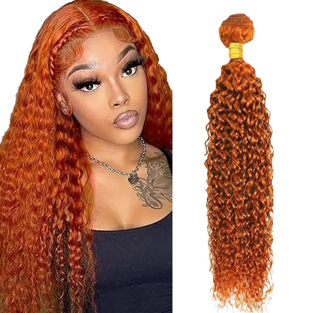 350 Ginger Orange Bundle Human Hair Orange Human Hair Bundles Curly Wave 1 Bundle 30 Inch Color 350 Ginger 100G/PC Unprocessed Brazilian Virgin Double Weft Hair Extension