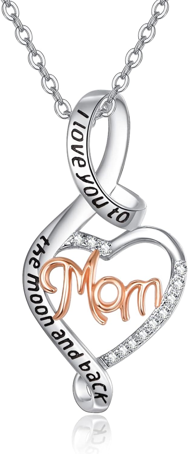 Dreamboat Mom Necklace for Women 925 Sterling Silver Pendant Mother's Day Anniversary Birthday Jewelry Gifts Mom Wife Grandma