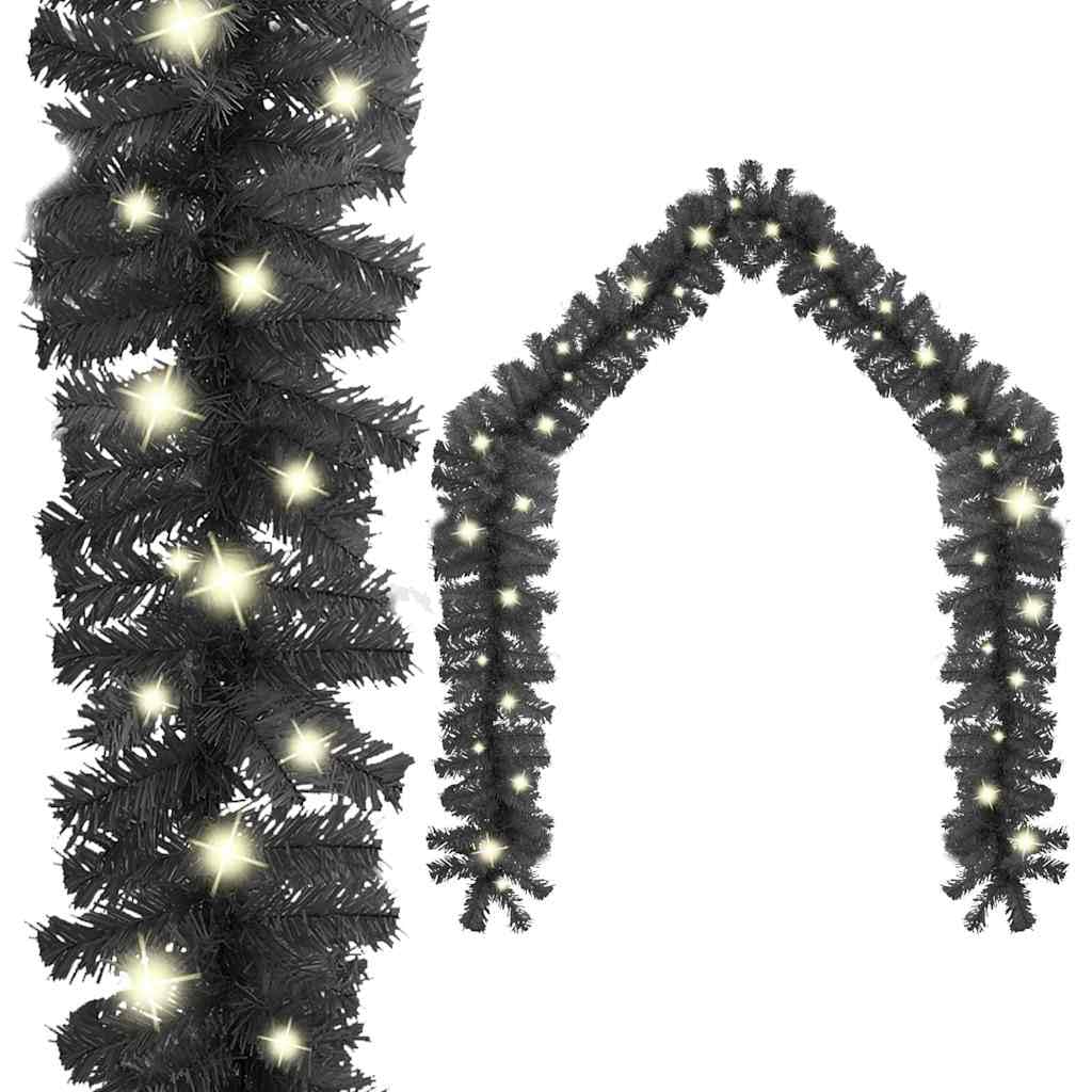 HaoChrymec Ghirlanda natalizia decorativa con 150 LED in PVC, nero, 10 m