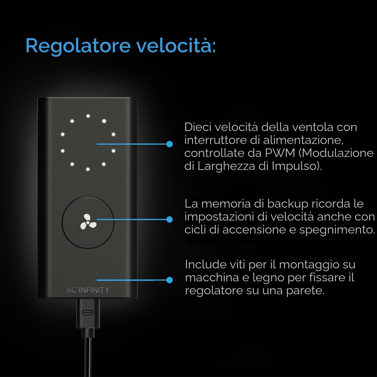 AC Infinity CLOUDLINE S8 - Ventola a condotto silenziosa, da 20,3 cm, con regolatore di velocità, aspiratore per riscaldamento e raffreddamento, ventilatore per tende da coltivazione e idroponica