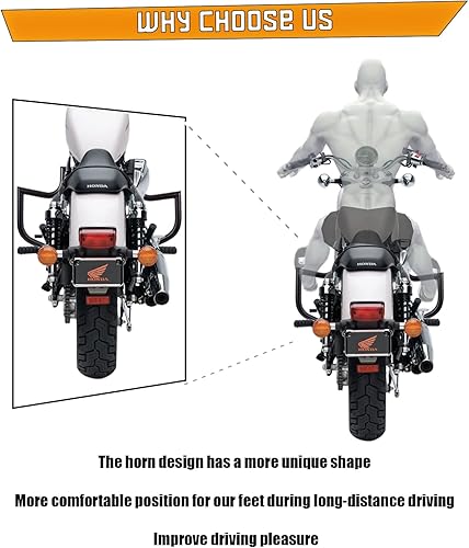 Miniatura 3 de Kinglemc Barra de choque para Honda 750 VT750 VT750C VT400 Shadow Aero Phantom Spirit (negro)